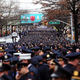 Police officers from across the country attend a funeral service for slain New York City Police Officer Wenjian Liu Jan. 4, 2015, in the Brooklyn borough of New York City. Officers Wenjian Liu and Rafael Ramos were killed in an ambush while sitting in their patrol car Dec. 20, 2014.
Spencer Platt/Getty Images